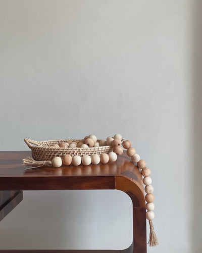 Farmhouse Wooden Beads with Jute Tassels