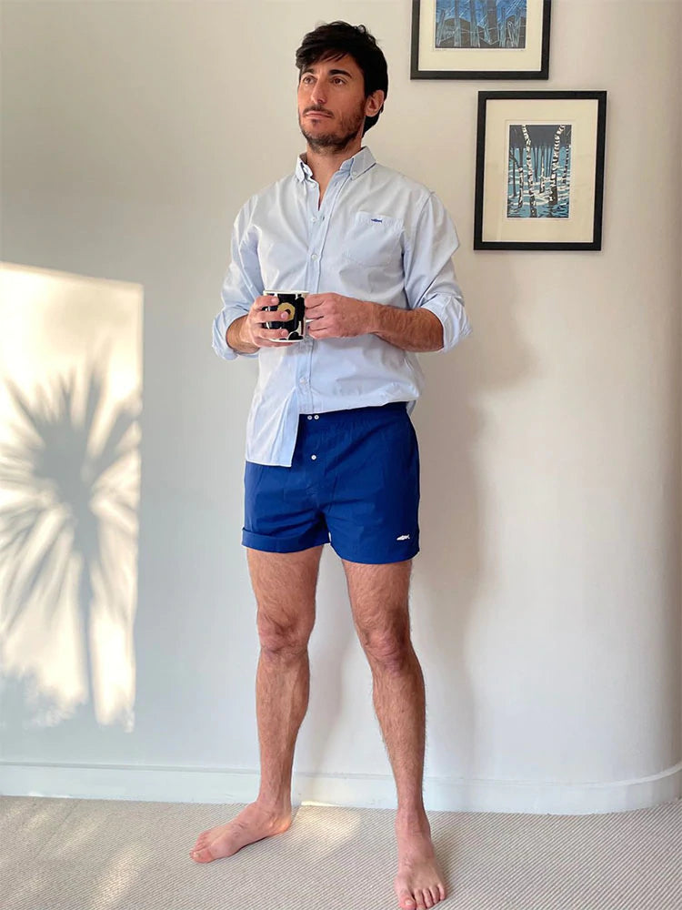 Navy Blue Cotton Boxer Shorts