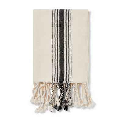 Bergama - Cotton Hand, Hair, Tea Towel & Napkin - Black & Salt